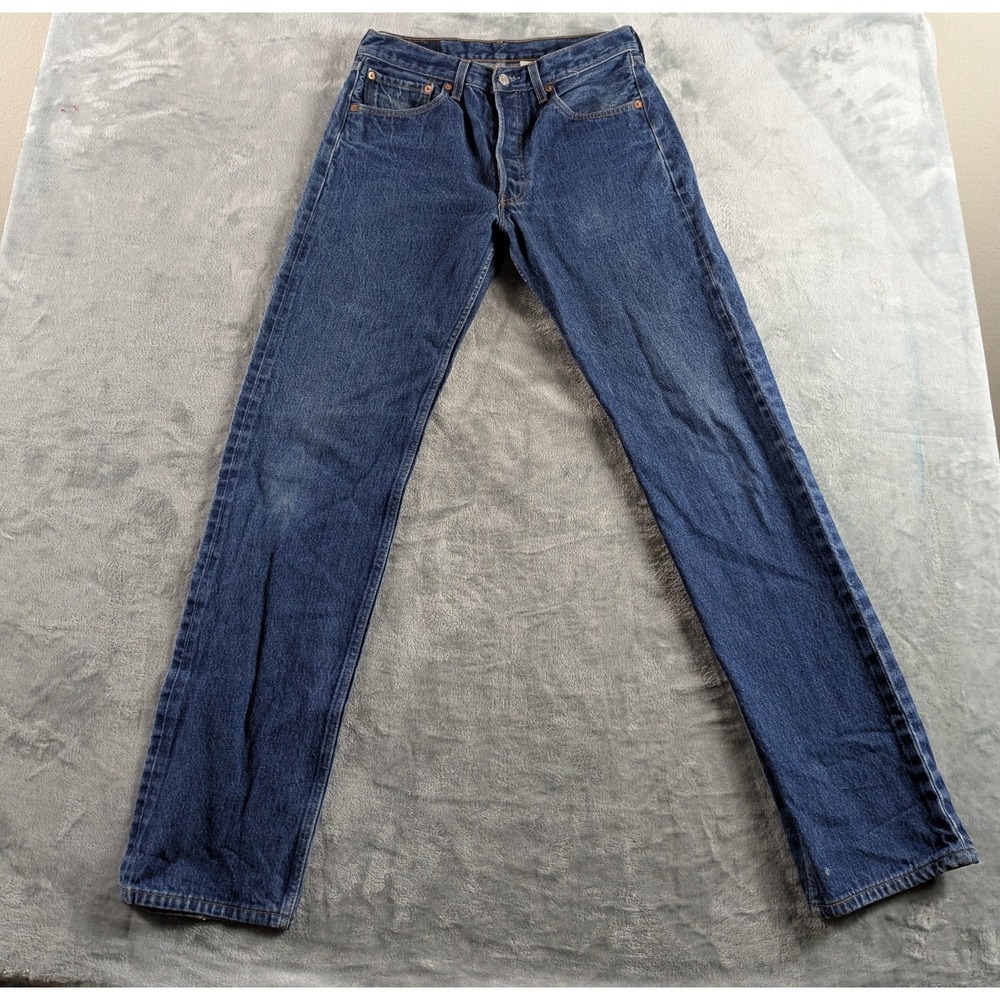 Vintage Y2K Levis 501 Jeans Mens 30x34 Blue Button Fly Straight Medium Wash READ